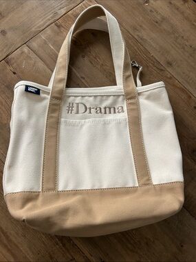 Lands' End Cream & Tan Canvas #Drama Tote